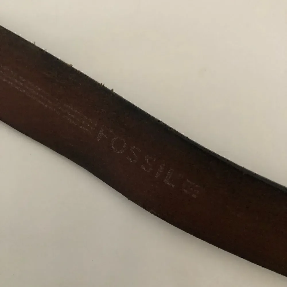Fossil brown leather belt with square buckle